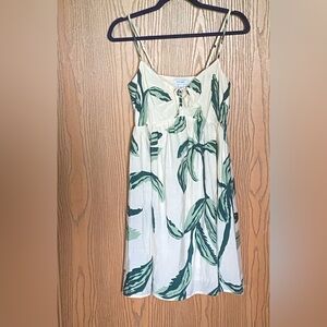 Nine West Babydoll Cream and Green Leaf Dress
